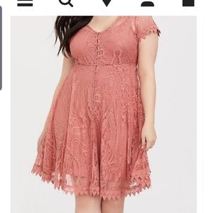 Torrid Blush Pink Lace Button Shirt Dress